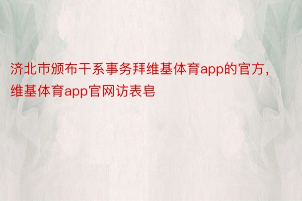 济北市颁布干系事务拜维基体育app的官方，维基体育app官网访表皂