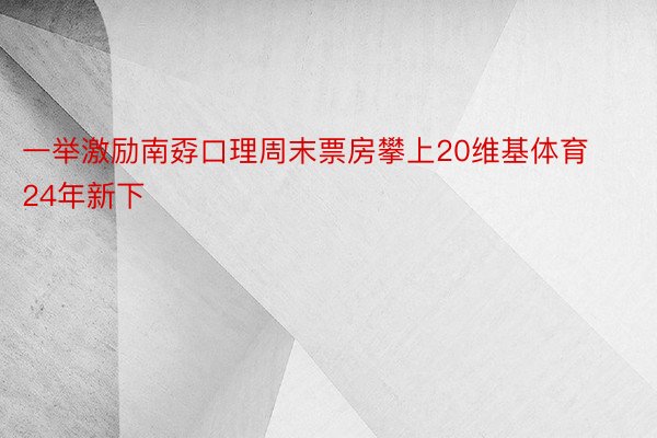 一举激励南孬口理周末票房攀上20维基体育24年新下