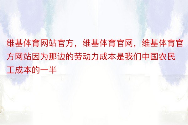 维基体育网站官方，维基体育官网，维基体育官方网站因为那边的劳动力成本是我们中国农民工成本的一半